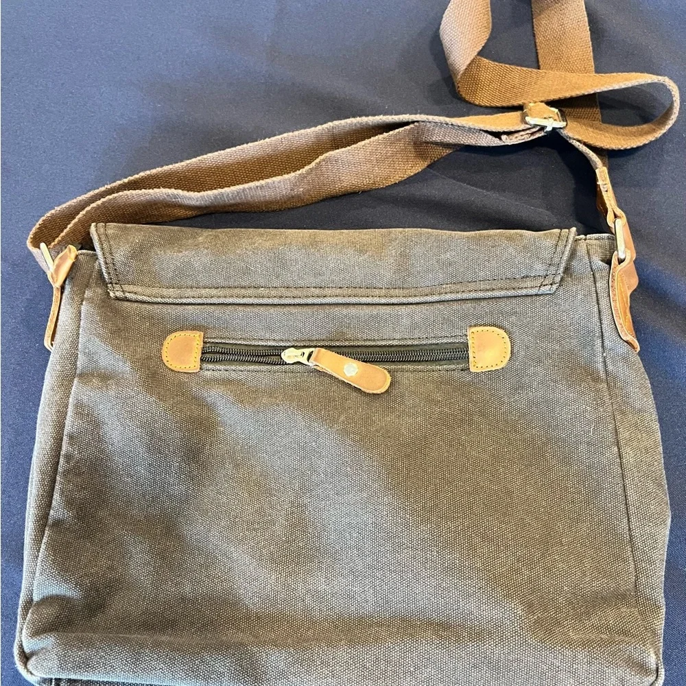 Canvas Messenger Bag in Dark Gray with Adjustable Strap